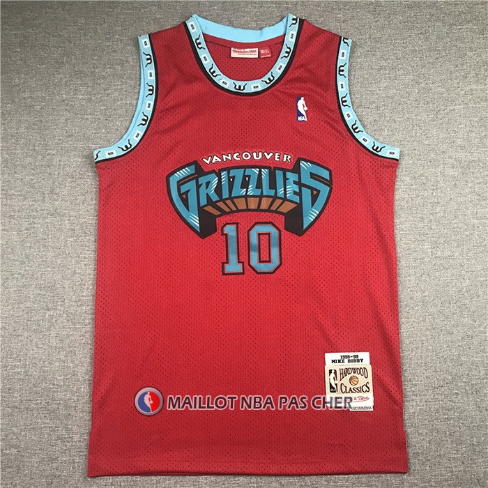 Maillot Memphis Grizzlies Mike Bibby NO 10 Mitchell & Ness 1998-99 Rouge